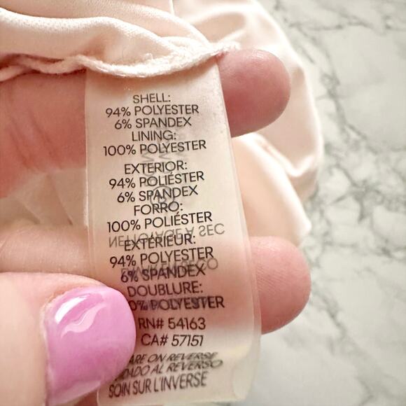 Calvin Klein Pale Peach Crepe Balloon Sleeve Belted Sheath women’s size 12 NEW - Picture 14 of 15